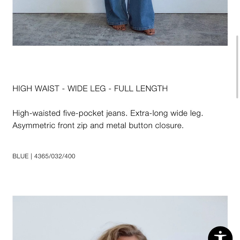 Zara TRF high waist crossover waist wide leg jeans - Picture 6 of 8